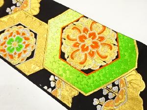 アンティーク　亀甲に華紋織り出し袋帯（着用可）